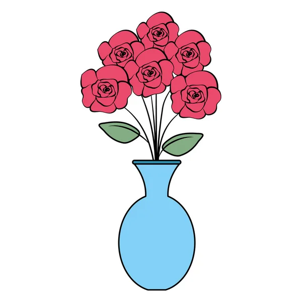 Florero con icono de rosas — Archivo Imágenes Vectoriales