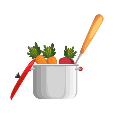 mutfak tenceresinde ve kepçede pişirilen sebzeler