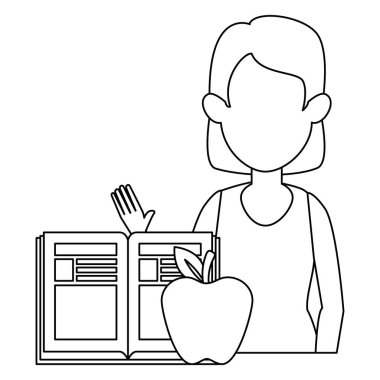 elma ve kitap karakteri ile kadın öğretim