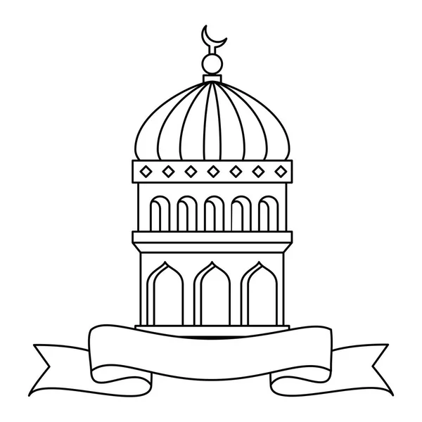 Dôme du temple de Jersey avec ruban ramadan kareem — Image vectorielle