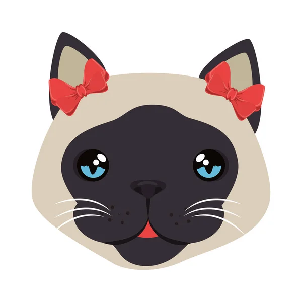 Personagem cabeça mascote gato bonito — Vetor de Stock