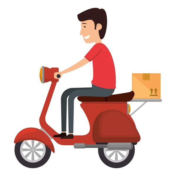 Trabalhador de entrega em motocicleta — Vetor de Stock