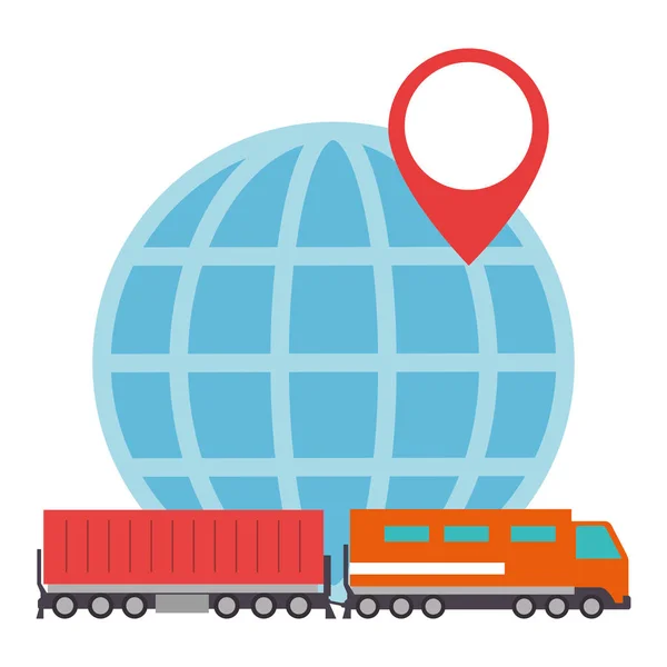 Cargo trein met Planet logistic service — Stockvector