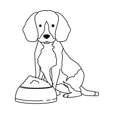 çanak gıda karakteri ile sevimli köpek ırkı