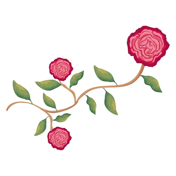 Rosa y hojas icono decorativo — Archivo Imágenes Vectoriales