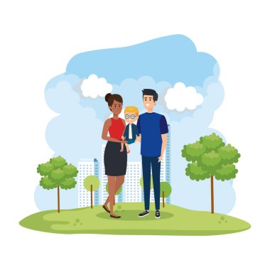 park sahnesinde oğlu ile ırklar arası anne çift