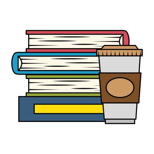 Pile libri di testo con bevanda al caffè — Vettoriale Stock
