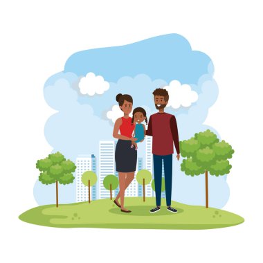 parkta kızı ile afro anne çift