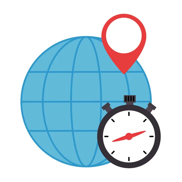 Cronometro con pianeta — Vettoriale Stock