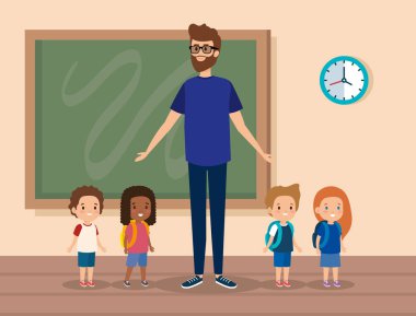 çocuk ve saat ile profesyonel adam öğretmen