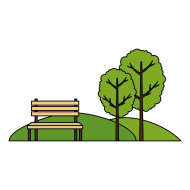 Park sahnesinde ahşap sandalye