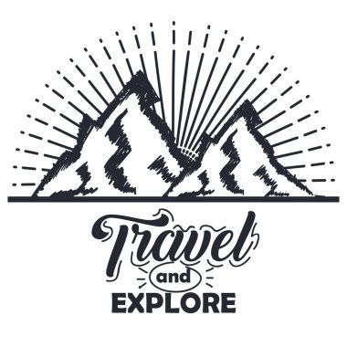 daha fazla seyahat ve dağları keşfetmek vintage el yazıtipografik baskı posteri