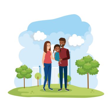 parkta kızı ile ırklar arası anne çift