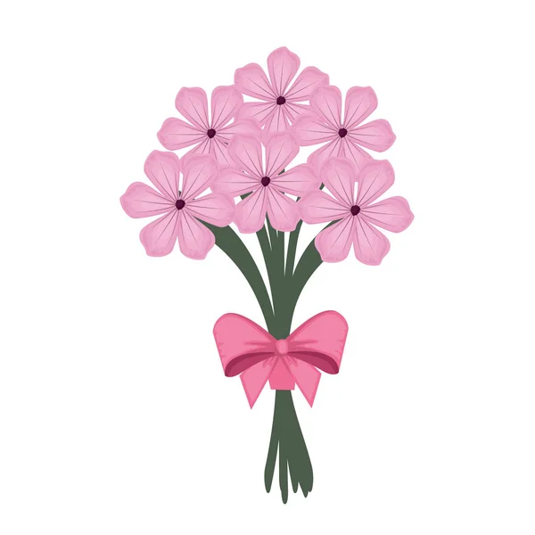 Güzel çiçekler buket papyon ile — Stok Vektör