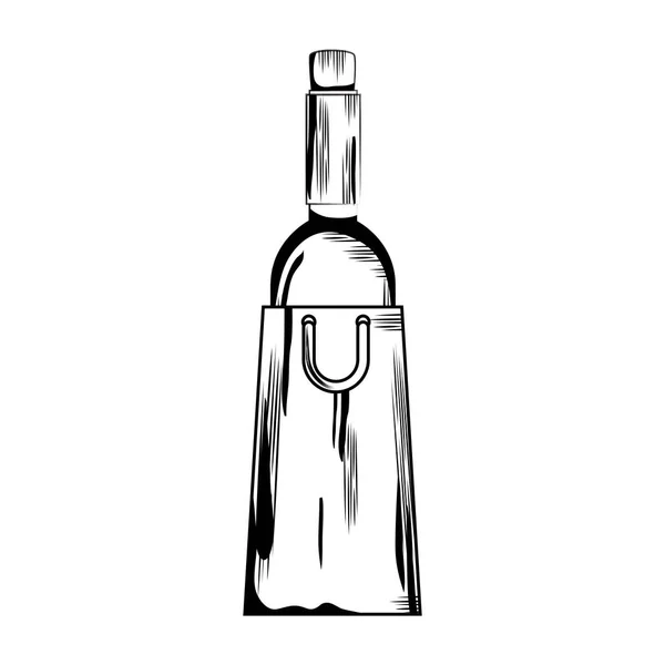 Wijn fles silhouet in Shopping Bag — Stockvector