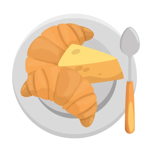 Gericht mit Käsestück und Brot — Stockvektor