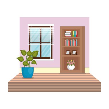 raf yeri ile kütüphane odası