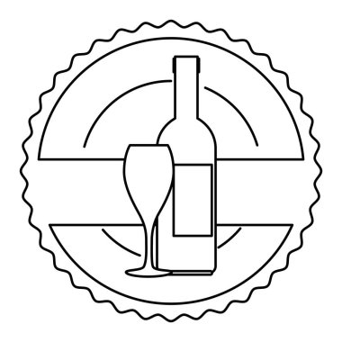 şarap şişesi ve fincan mühür damgası