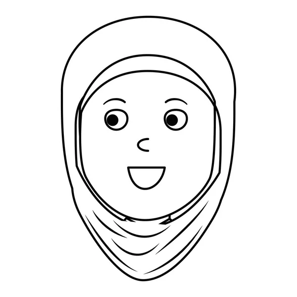 Muslimische Frau Kopf Avatar Charakter — Stockvektor