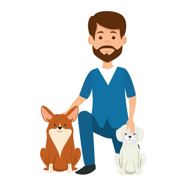 Dierenarts met honden avatar karakter — Stockvector