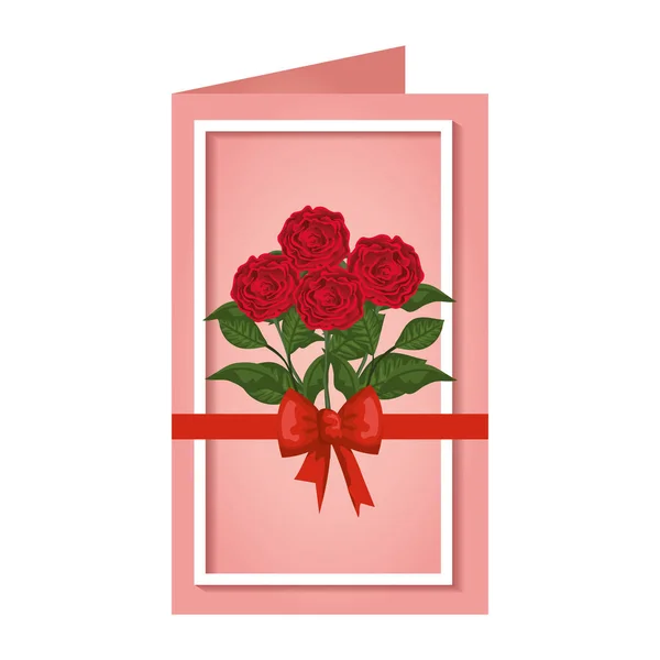 Cartolina con bellissime rose e foglie — Vettoriale Stock