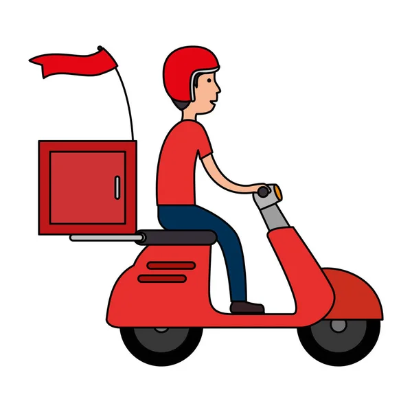 Trabalhador de entrega em caráter avatar motocicleta — Vetor de Stock