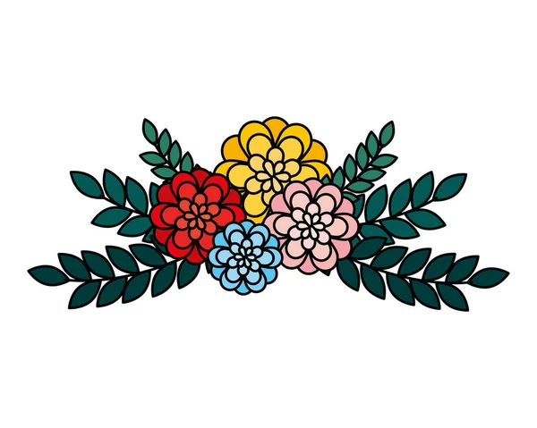 Belle décoration de roses et de feuilles — Image vectorielle
