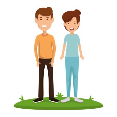 young couple in grass avatars characters