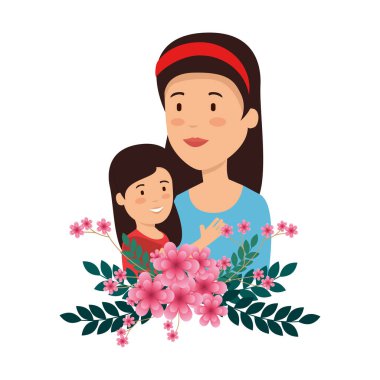 çiçek dekorasyonu ile güzel anne kaldırma kızı