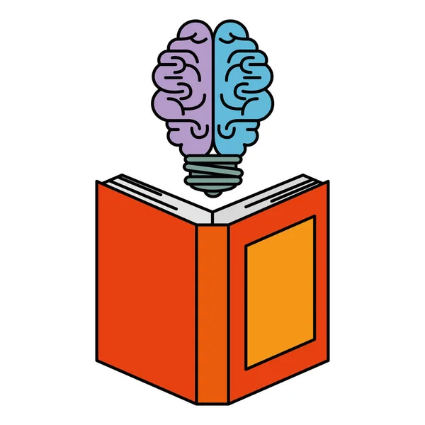 教科书与灯泡大脑 — 图库矢量图片