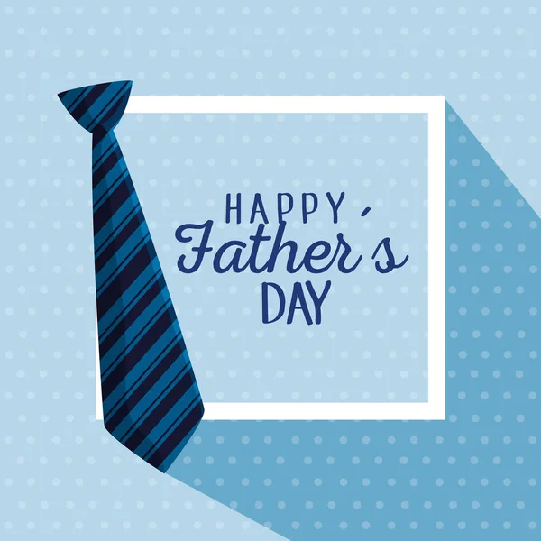 Embleem met stropdas aan vaders dag viering — Stockvector