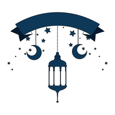 lambalar asılı ve kurdele dekorasyon ramazan kareem kutlama