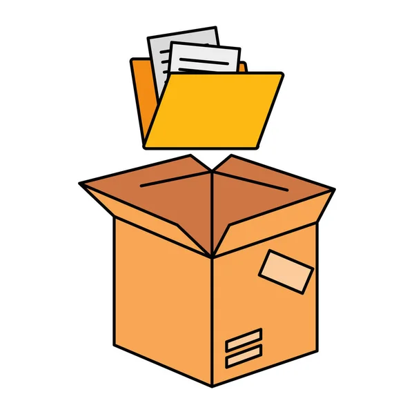 Packing box carton with folder — Stock Vector