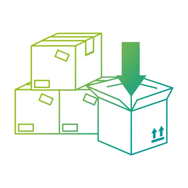 Stapel dozen karton met pijl verpakking — Stockvector