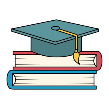 yığın ders kitapları ile şapka mezuniyet