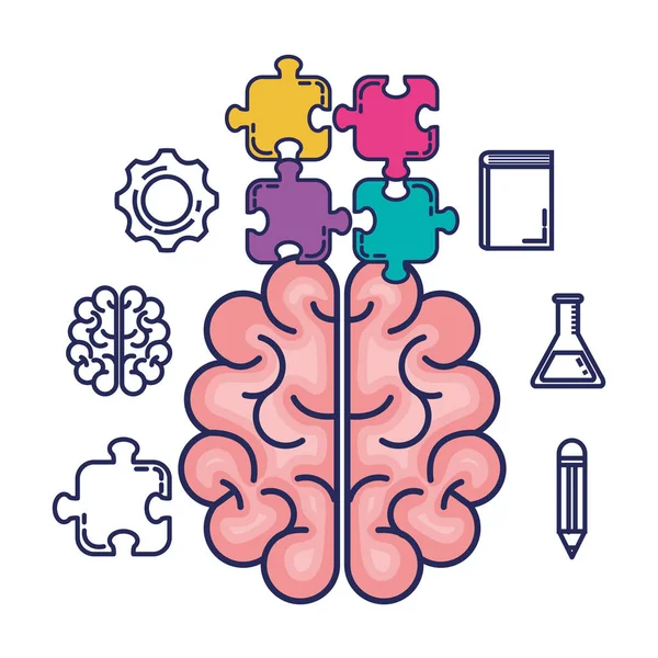 Brain bestorming set iconen — Stockvector