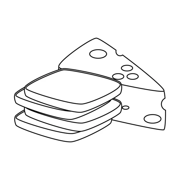 Kawałek sera z chlebem zdrowej żywności — Wektor stockowy
