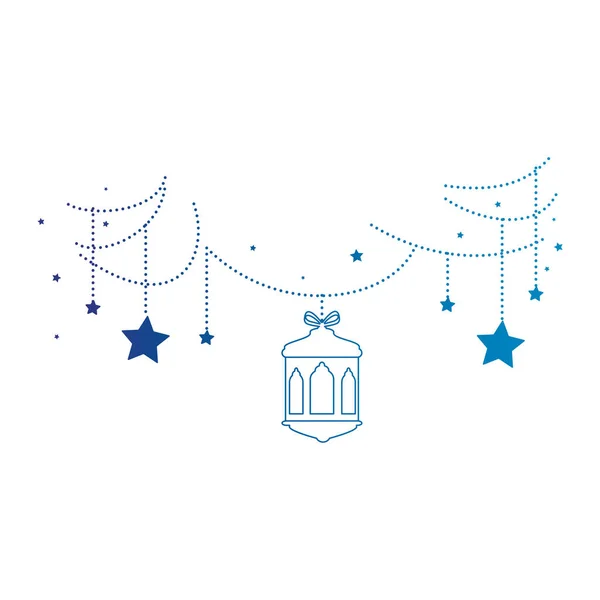 Lámparas colgando decoración ramadán kareem celebración — Vector de stock