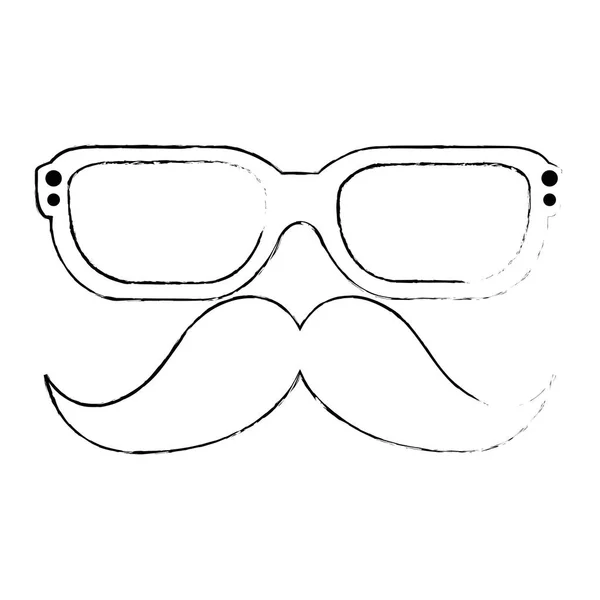 Bigode e óculos estilo hipster — Vetor de Stock