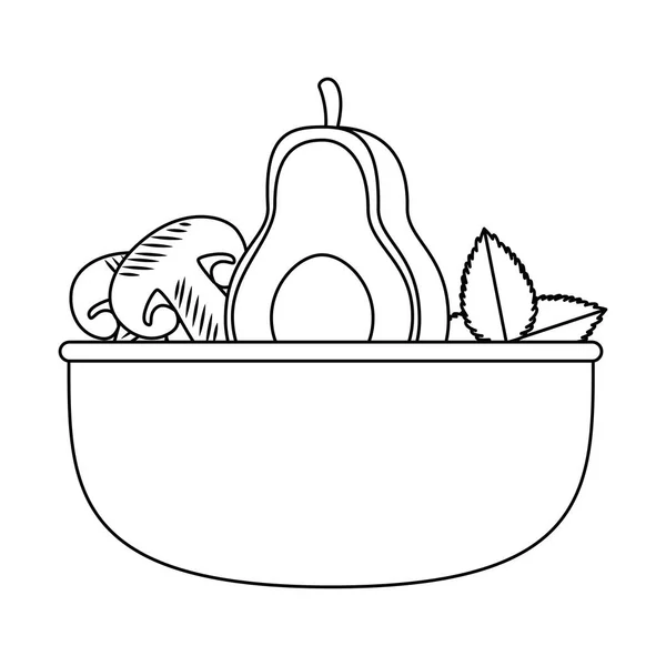 Verduras en tazón de cocina — Vector de stock