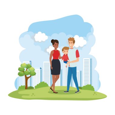 park sahnesinde oğlu ile ırklar arası anne çift