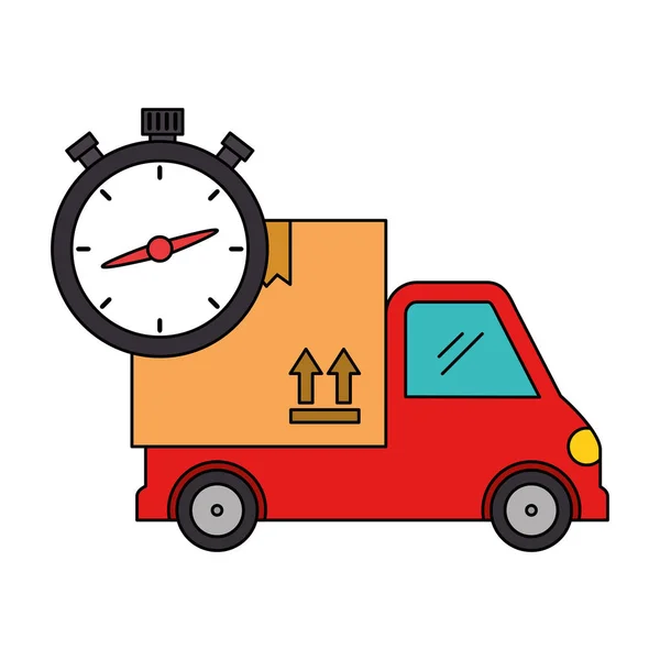 Camion de service de livraison avec chronomètre — Image vectorielle