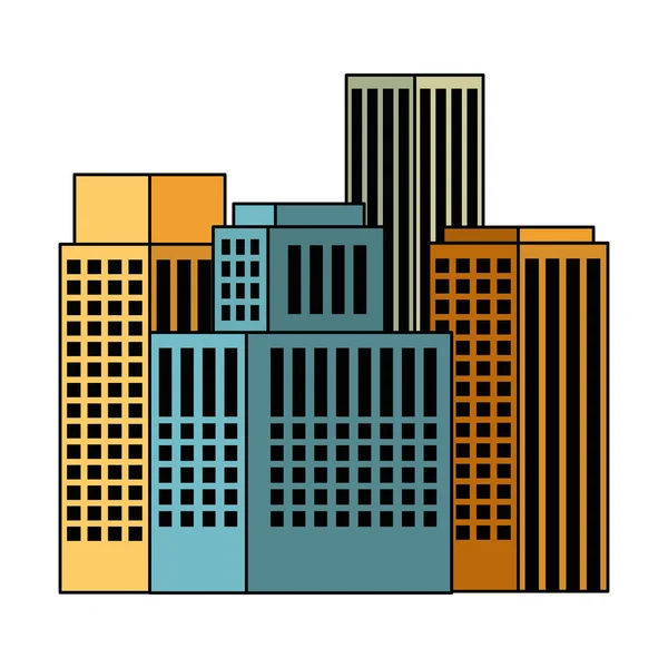 Edificios exteriores icono del paisaje urbano — Vector de stock