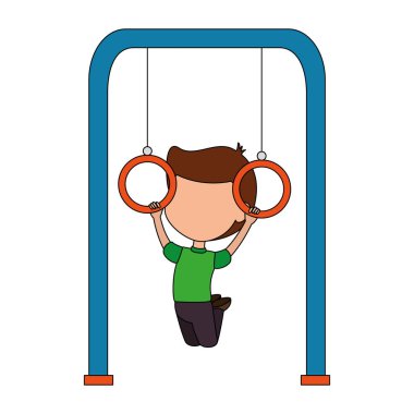 park oyun alanı halkaları asılı oynayan çocuk