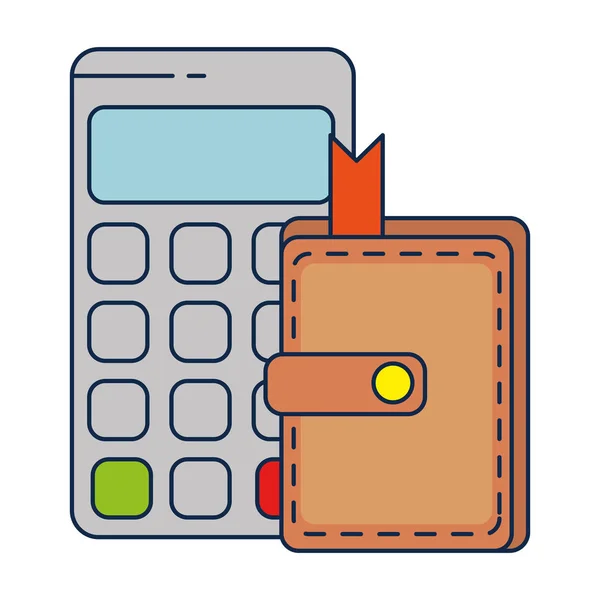 Calculator math with wallet — Stock Vector