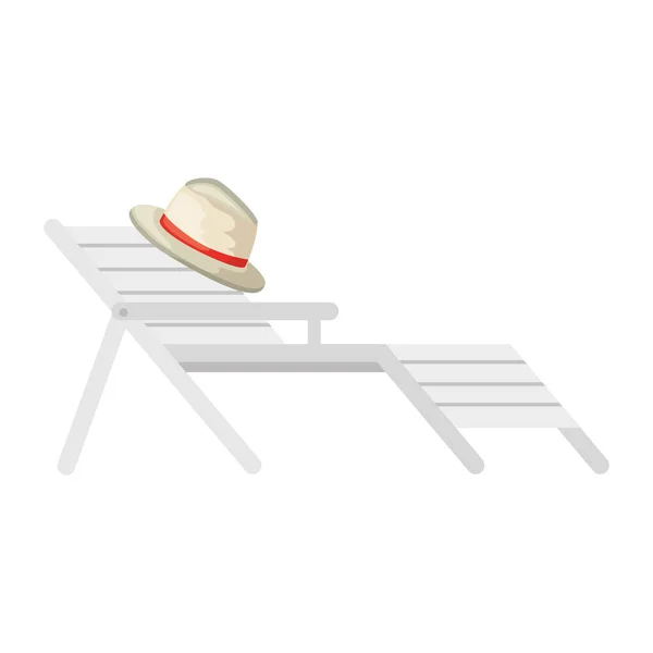 Silla de playa de madera con sombrero — Vector de stock