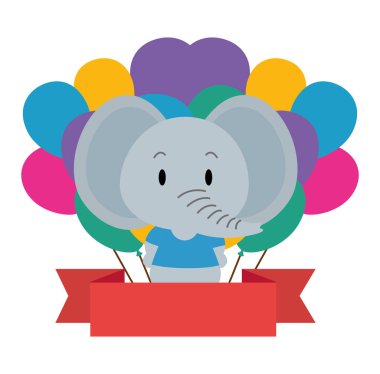 balonlar helyum ve kurdele ile sevimli fil