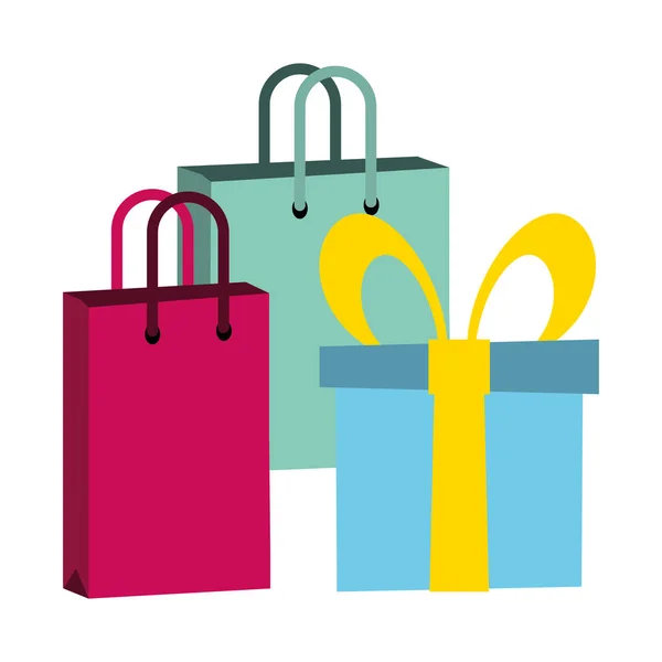 Einkaufstaschen und Geschenk — Stockvektor