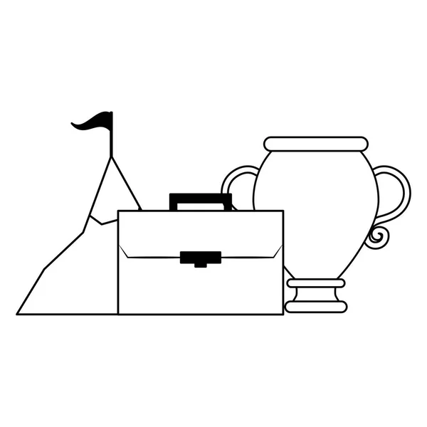 Valise trophée d'affaires montagne — Image vectorielle