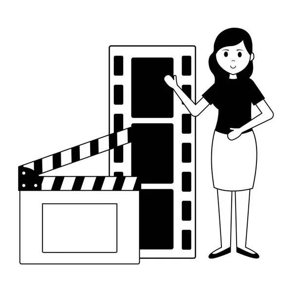 Producción de cine mujer — Archivo Imágenes Vectoriales